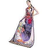 DANA XU Women's 100% Mulberry Silk Pashmina Shawl and Wraps Extra Large Floral Scarf for Evening Dresses, Soft Oversized