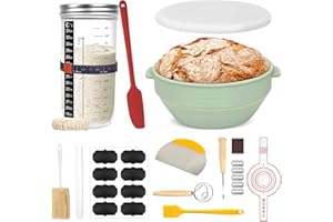Complete Sourdough Bread Starter Kit, Glass Starter Jar Kit & Sourdough Baking Supplies for Baking, Bread Making Accessories 