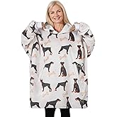 Huglanket Doberman Pinscher Gifts for Women Men, Blanket Hoodie Gifts for Dog Mom Dog Dad on Birthday, Christmas, One Size - Full Printed Grey