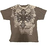 Men's Y2K Vintage T-Shirt Gothic Cross Graphic Print T-Shirt Round Neck Short Sleeve Tops