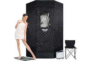 Efficraft Portable Steam Sauna Box,Full Size Pentagon Sauna, Indoor Personal Home Spa Sauna Kit,Detox & Relaxation Steam Room for Home,W/3L 1500W Steamer, Remote Control, Foldable Chair,Non-Slip Mat