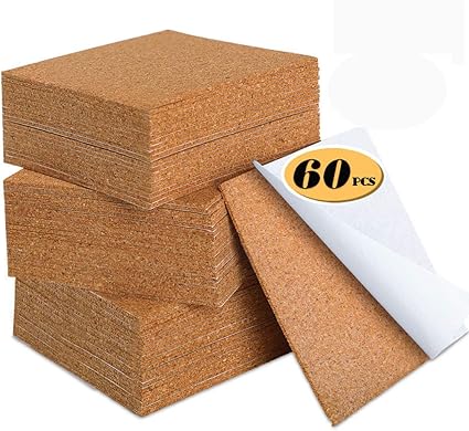 Amazon 粘着コルクシート 正方形 コースターやdiyクラフト用品 コルクコースター 正方形コルクタイル コルクボードマット 強力な粘着裏地付き 4インチ X 4インチ 60 Sheets Square 4 Self Adhesive Cork Sheets Yalumo コースター 通販