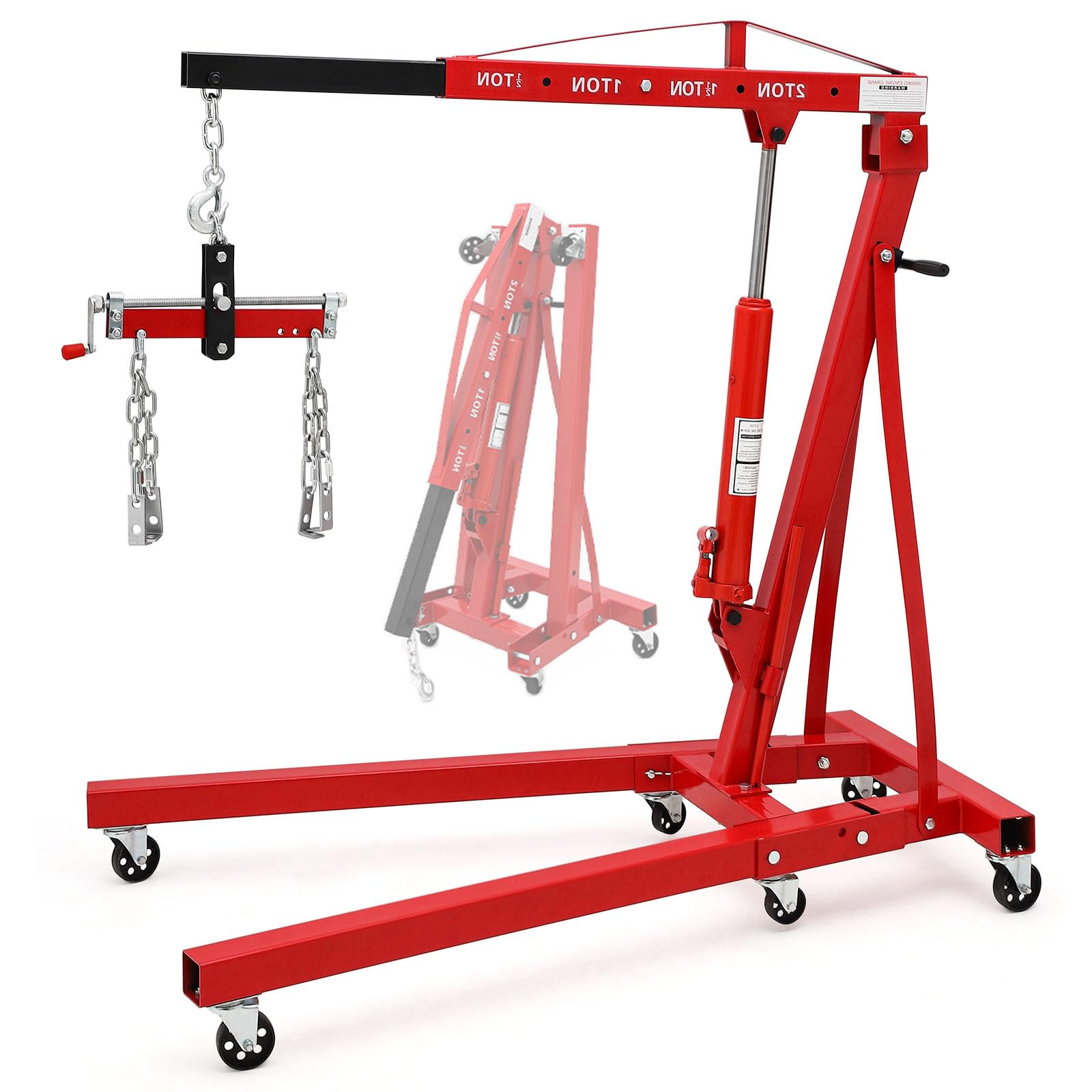 Photo 1 of ****PARTS ONLY***GarveeTech 2 Ton Engine Hoist, Folding Cherry Picker Engine Hoist with Lever and 6 Casters, Heavy Duty Hydraulic Shop Crane, Engine Crane Lifter for Workshops Garage Warehouse, Red