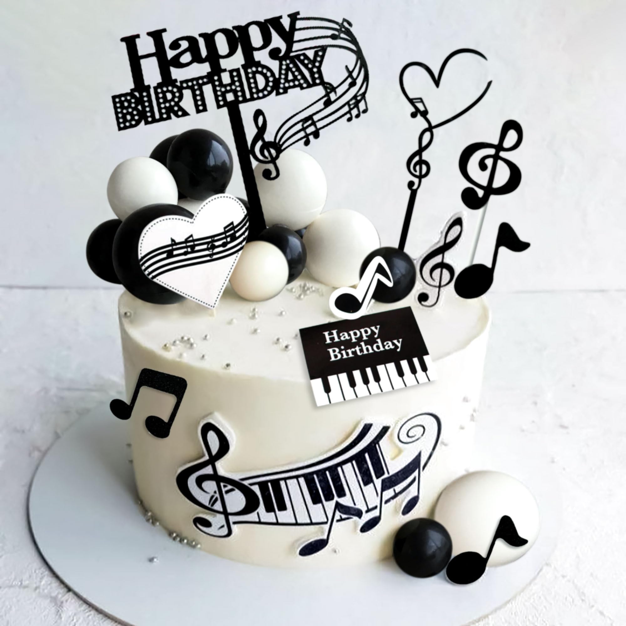 Photo 1 of JeVenis Rock Music Cake Topper Guitar Cake Toppers Music Notes Balls Cake Decorations for Musician Birthday Party Rock Theme Party