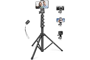 JOILCAN Phone Tripod, 70" Tripod for iPhone, Phone Tripod for Recording Video, Selfie Stick Cell Phone Tripod with Remote Phone Holder, Aluminum Tripod Compatible with iPhone Samsung Android Phone