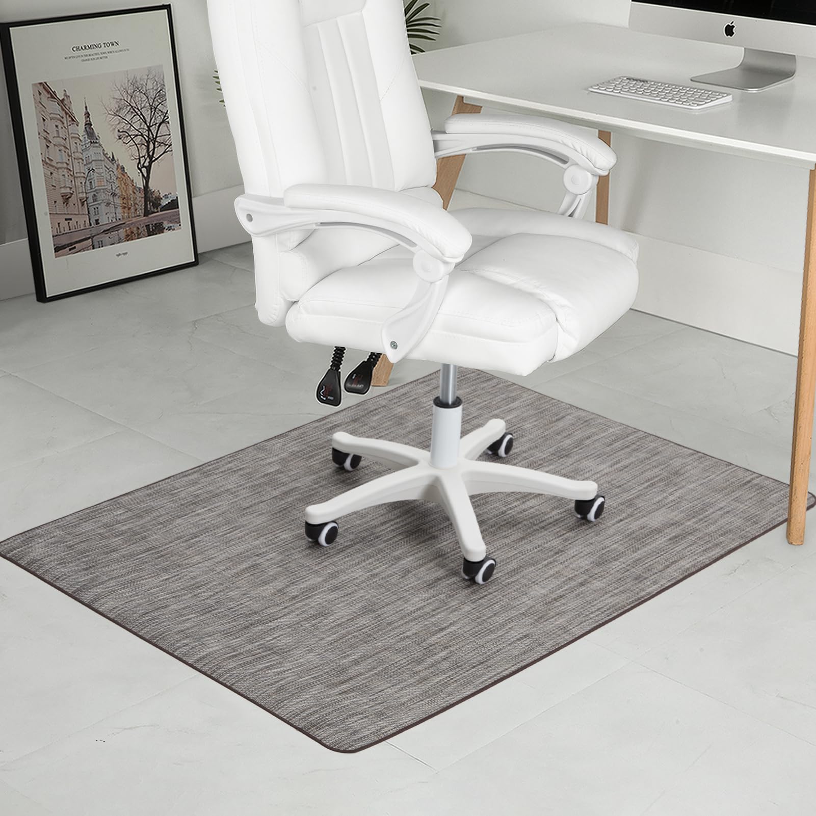 RccugmatS Chair Mat for Hardwood & Tile Floor, 36" x 48" Heavy Duty Office Chair Mat for Rolling Chairs, Anti Slip, Non-Curve, Floor Protector for Home Office, Gray Brown Image