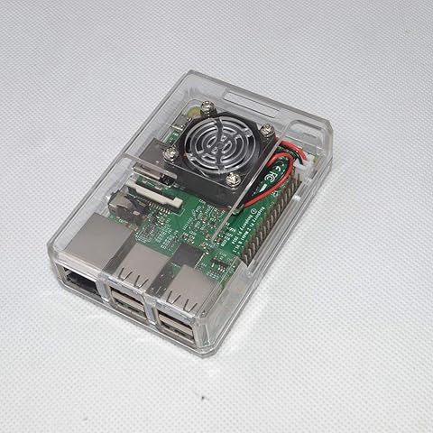 SNOWINSPRING Estuche Protector de Abs Soporte La Instalación del Ventilador para Raspberry Pi 2B / 3B / 3B + (Transparente)