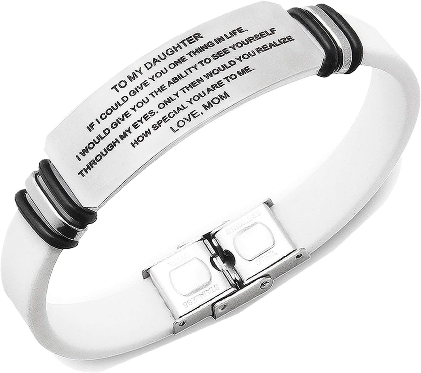 creatique Inspirational Bracelets Engraved, Personalized Gifts to My Son, to My Daughter Husband Wife Bracelet, Son Bracelet from Mom and Dad, Son Gift for Graduation, Birthday