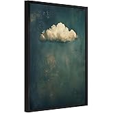 Framed Vintage Sky Cloud Canvas Wall Art 12x16 in Nature Landscape Cloud Painting Poster Minimalism Rustic Scenic Relax/Calm for Living Room Bedroom