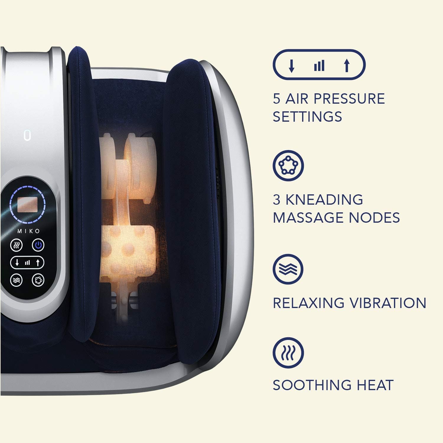 Miko Foot Massager Shiatsu Machine With Multi-Pressure Settings, Vibration, Deep-Kneading, Heat and Wireless Remote- Alleviate Discomfort From Plantar Fasciitis, Neuropathy, Diabetes Fits Up To Size15: Health & Personal Care