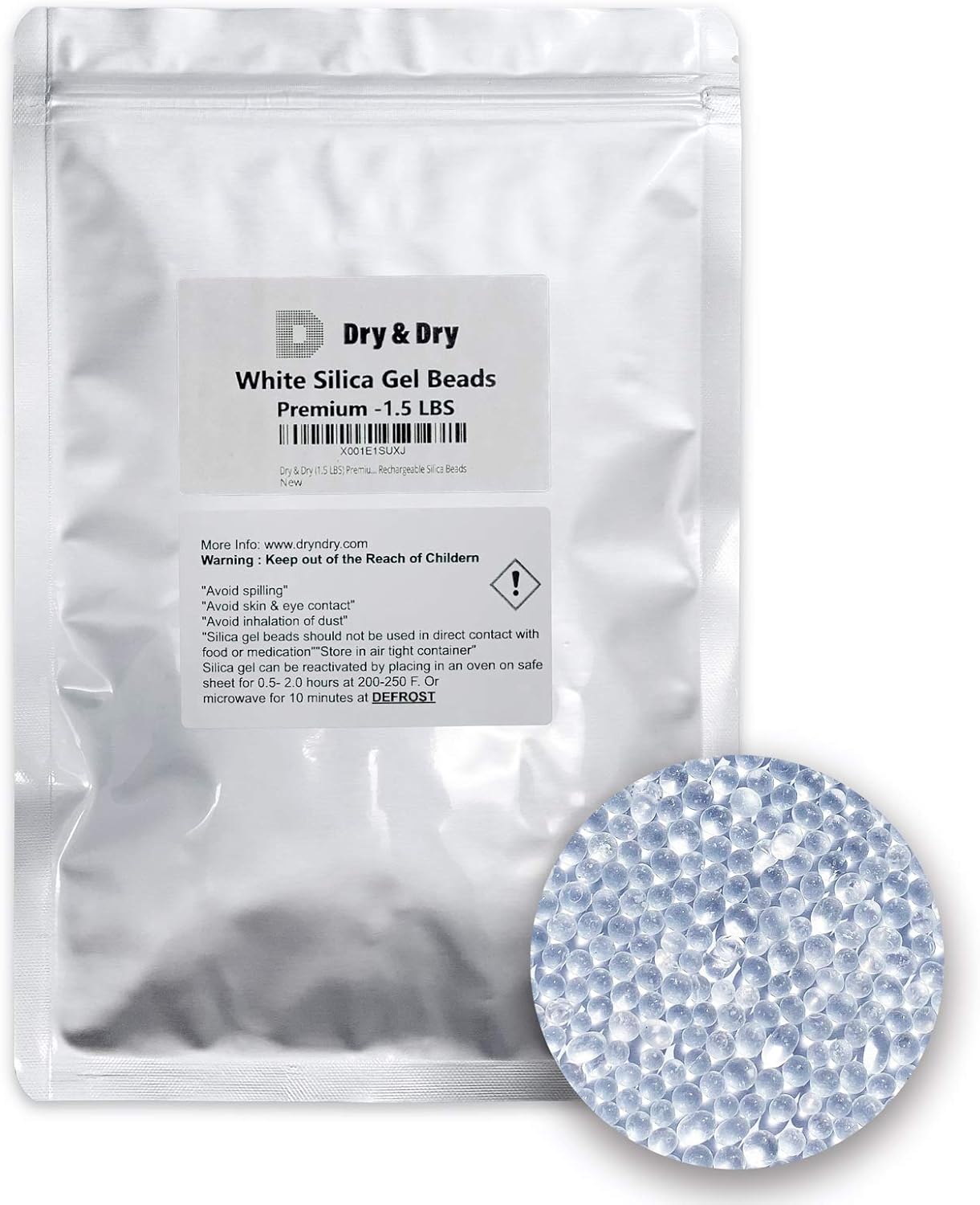 Dry & Dry (1.5 LBS Premium Pure & Safe White Silica Gel Desiccant Beads