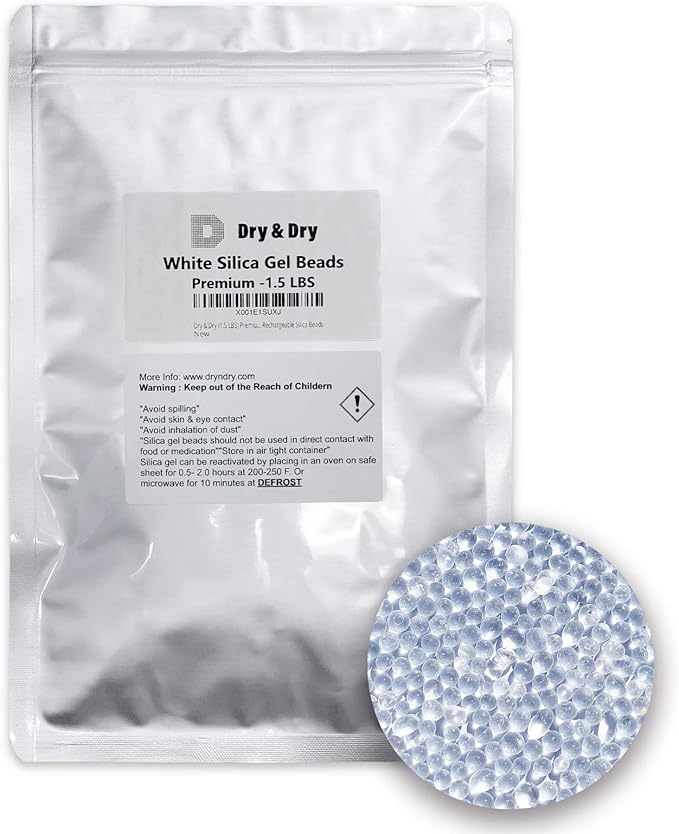 Dry & Dry (1.5 LBS Premium Pure & Safe White Silica Gel Desiccant Beads
