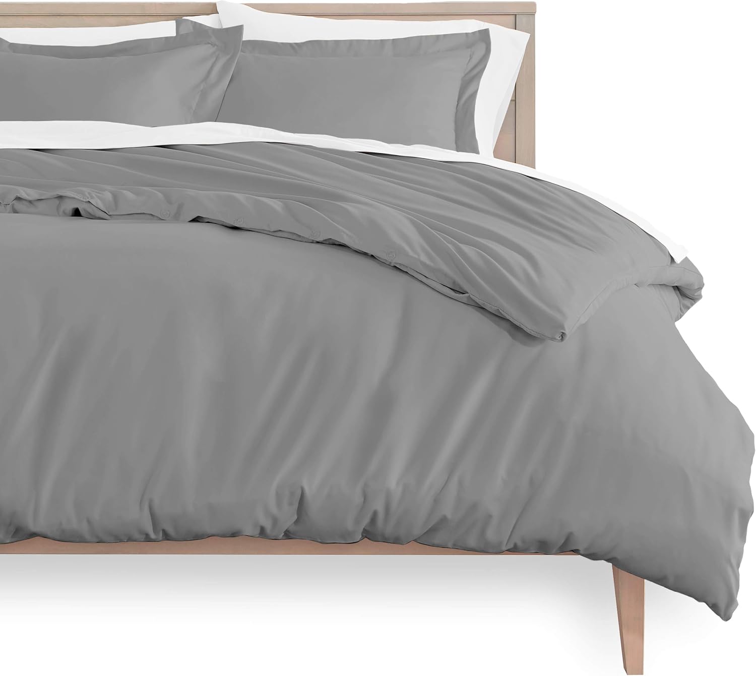 Bare Home Duvet Cover and Sham Set - King Size - Premium 1800 Ultra-Soft Brushed Microfiber - Hypoallergenic, Easy Care, Wrinkle Resistant (King, Light Grey)