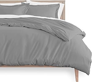 Bare Home Duvet Cover and Sham Set - King Size - Premium 1800 Ultra-Soft Brushed Microfiber - Hypoallergenic, Easy Care, Wrinkle Resistant (King, Light Grey)