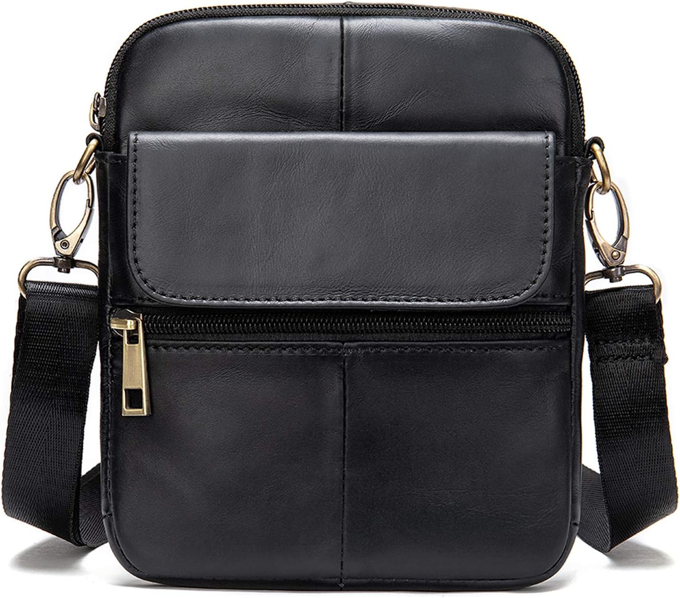 FANDARE Unisex Shoulder Bag Leather Crossbody Purse Crossover Messenger Bag Satchel Bag for Men Women Teens Business Travel School College Campus Backpack Black