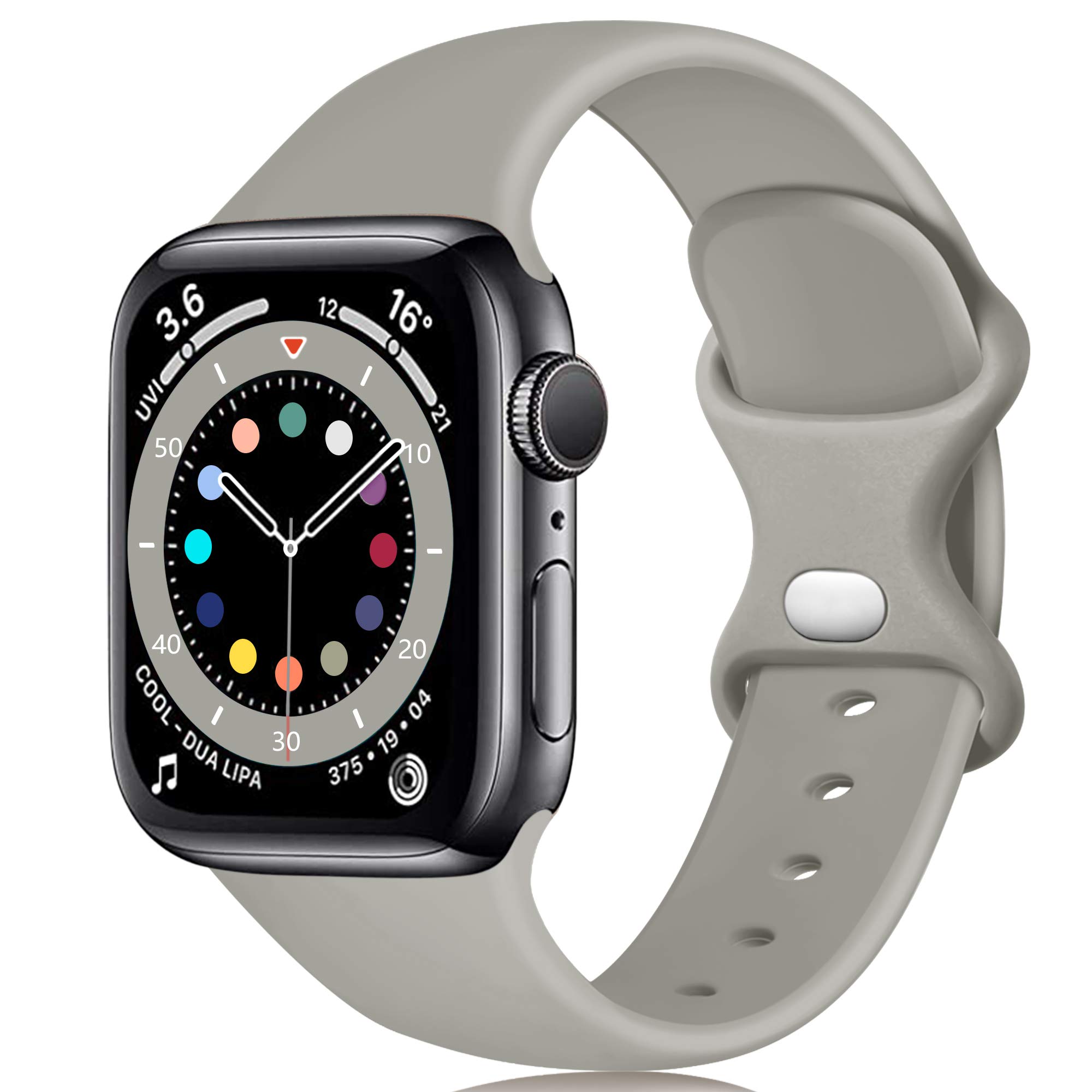 Epova Silicone Strap Compatible with Apple Watch Strap 44mm 42mm 45mm 46mm 49mm, Replacement Straps for Apple Watch Ultra/Ultra 2/ iWatch SE 3 Series 11 10 9 8 7 6 5 4 3 2 1, Gray, Large