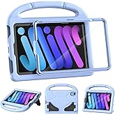 TOEVEK Kids Case for iPad mini 7 (A17 Pro) 2024/ Mini 6 2021, iPad mini 7th/6th Generation Case with Screen Protector - Shockproof with Handle Stand Protective Cover for iPad 8.3 Inch, Light Blue