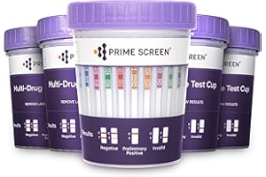 Prime Screen 5 Pack Urine Test Cup- Testing 12 Different Drugs AMP,BAR,BUP,BZO,COC,MDMA,MTD,OPI,OXY,PCP,TCA,THC