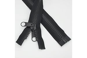 Leekayer 2PCS #10 84 cm Heavy Duty Zippers for Sewing Separating Large Plastic Zippers Black Tape with Double Pull Tab Slider, Sleeping Bag, Boat, Canvas, Cover, Trampoline, Dog Bed,Tent (33" 2pcs)