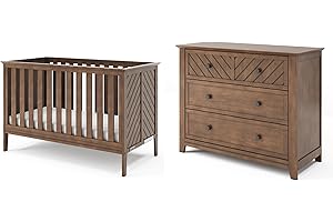 Child Craft Atwood Crib and Dresser Nursery Set, 2-Piece, Includes 3-in-1 Convertible Crib and 3-Drawer Dresser, Crib Grows with Your Baby (Cocoa Bean Brown)