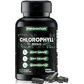 Chlorophyll Capsules 1500mg -Concentrated Natural Energy Boost for Body Deodorizing, Internal Cleanse, Skin Health - Sodium Copper Chlorophyllin,120 Vegan Capsules