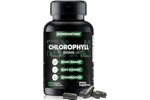 QIN SHAN TANG Chlorophyll Capsules 1500mg -Concentrated Natural Energy Boost for Body Deodorizing, Internal Cleanse, Skin Health - Sodium Copper Chlorophyllin,120 Vegan Capsules