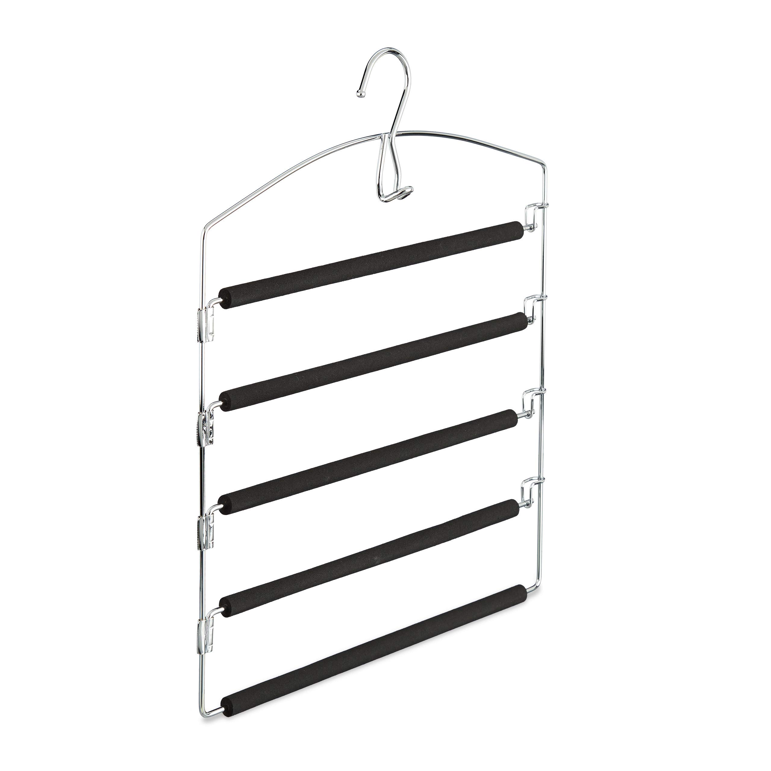 Relaxdays Space Saving Clothes Hanger, Multiple Trouser Rails, Metal, HWD: 44.5 x 37 x 2.7 cm, Silver/Black; Pack of 1