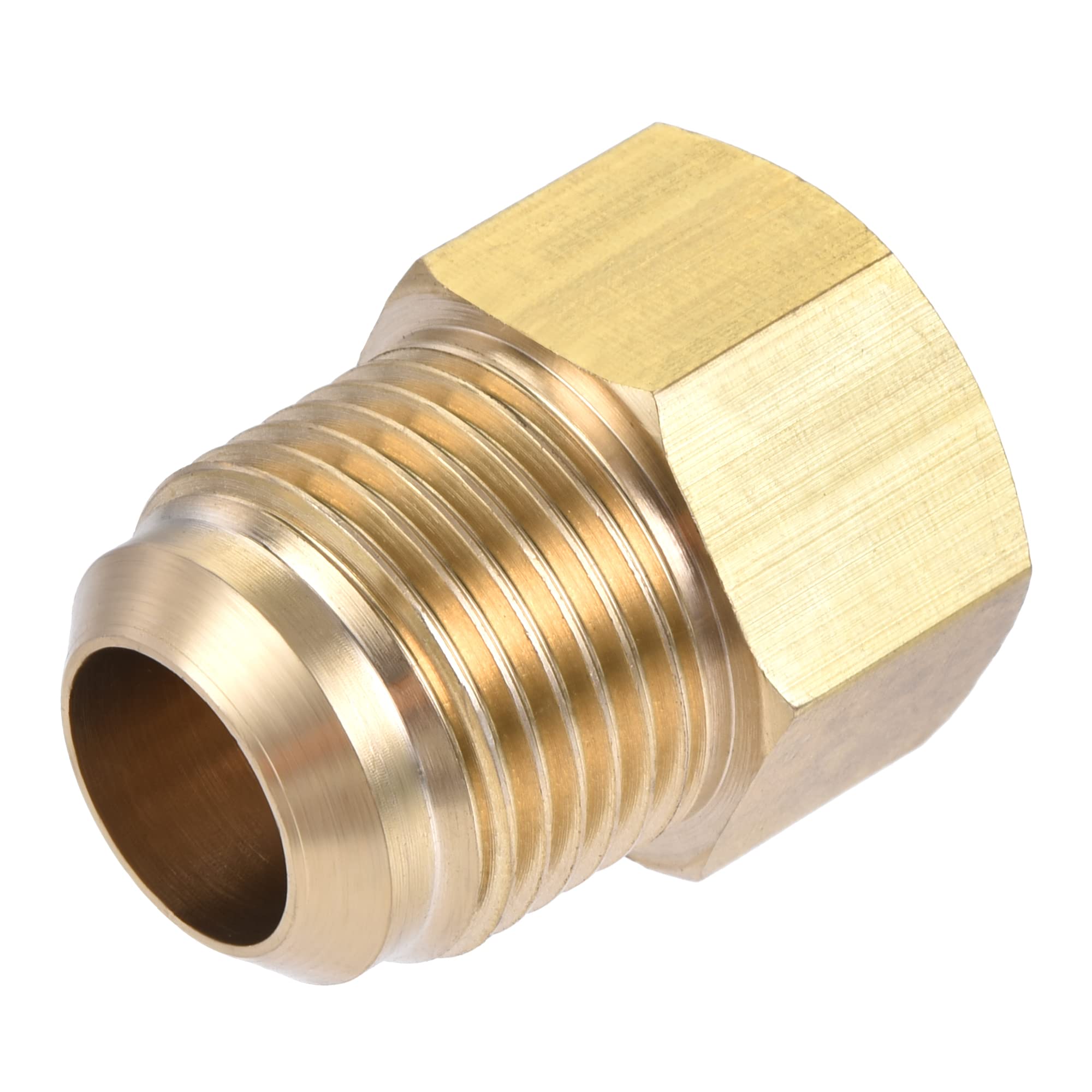 Photo 1 of uxcell Brass Pipe fitting, 5/8 SAE Flare Male 1/2 SAE Female Thread, Tube Adapter Connector, for Air Conditioner Refrigeration, 2Pcs
