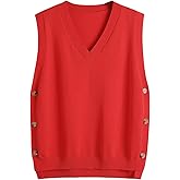 jinghuiyue Women's Sweater Vest V Neck Sleeveless Pullover Knit Vest Casual Solid Ribbed Sweaters Tops