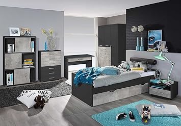 Lifestyle4living Jugendzimmer Komplett Set Jungen Machen Jugendzimmermobel Kinderzimmer Kinderzimmermobel Jugendmobel Rauch Kindermobel Kleiderschrank Bett Amazon De Kuche Haushalt