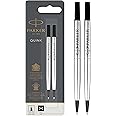 Parker Rollerball Pen Refill Medium Nib Black, Pack of 2