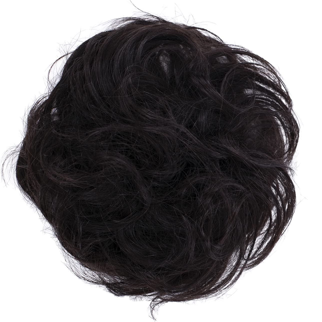 CAISHA 100% HUMAN HAIR Scrunchie Hair Piece Updo Braid Hair Scrunchy Messy Bun Black-Brown H312g โ image 1