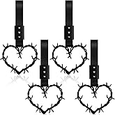 4 Pieces Heart Handle Keychains Car Accessory Heart Hand Strap Drift Charm for Car Interior Exterior Decoration(Black,Thorns)