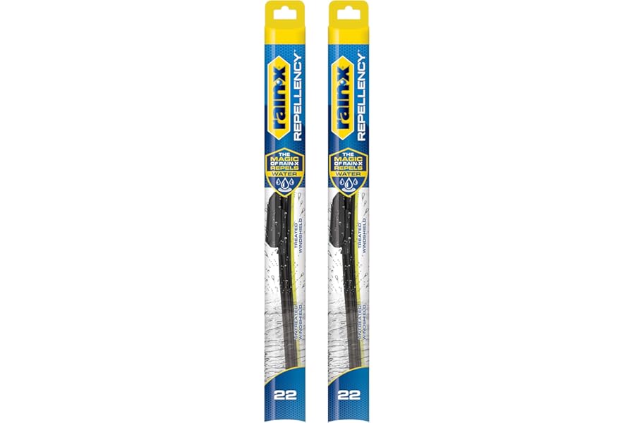 Rain-X 810363 Repellency Water Repellent Wiper Blades, 22" Windshield Wipers (Pack of 2), All Weather Streak-Free for Enhance