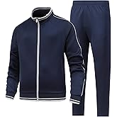JIASCVGA Men's 2 Pieces Athletic Tracksuit Full-Zip Workout Sweatsuit with Active Jackets and Pants