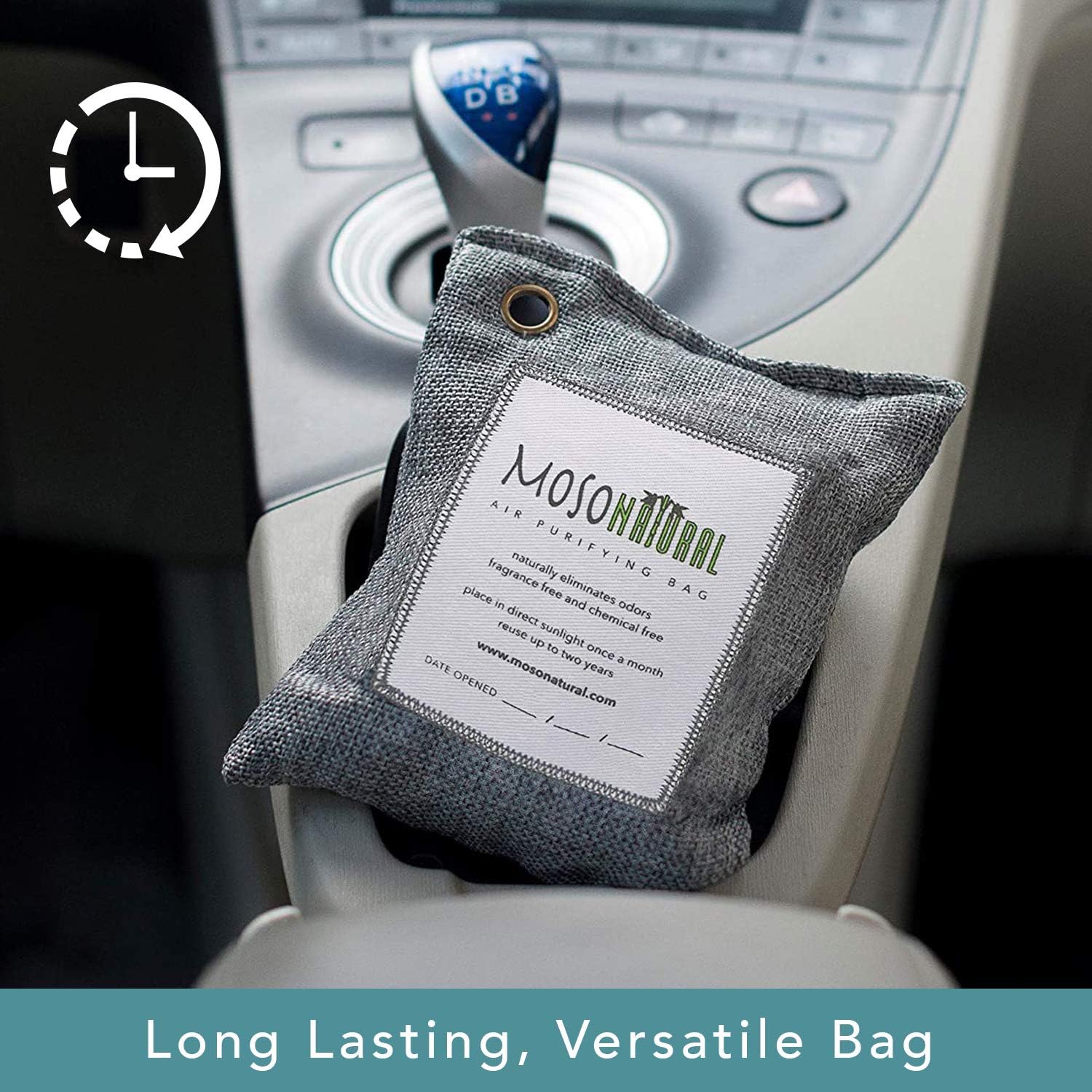 MOSO NATURAL: The Original Air Purifying Bag. for Cars, Closets, Bathrooms, Pet Areas. an Unscented, Chemical-Free Odor Eliminator. 200g 3 Pack (Charcoal): Kitchen & Dining