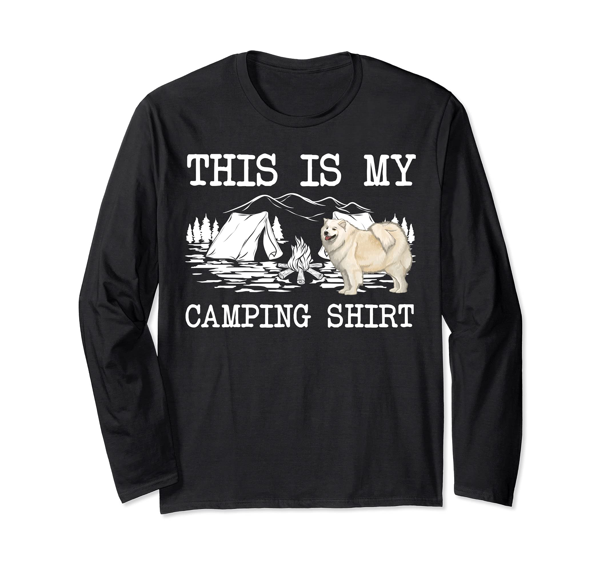 Campfire Samoyed Dog This Is My Camping Long Sleeve T-Shirt