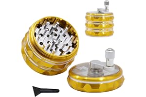 2.5" Spice Grinder, Aluminium Herb Grinder with Pollen Scraper and Transparent Lid, Practical Coffee Muller Hand Crank Tobacc