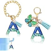 Ruqizhi Initial Letter 2PCS Keychain Cute Letter Charm Accessories with Butterfly Tassel for Cup with Handle for Women Girls