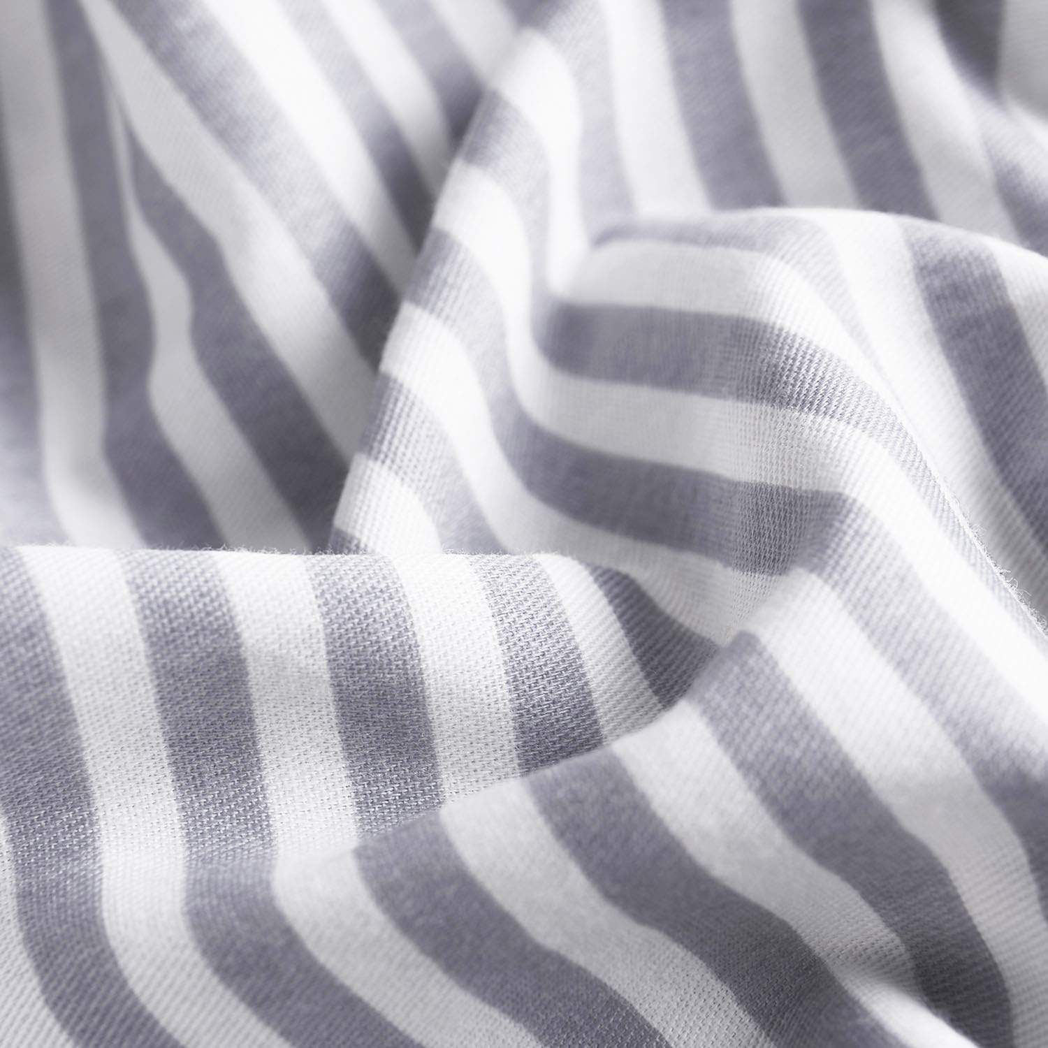 Wake In Cloud - Gray White Striped Comforter Set, Grey White Vertical Ticking Stripes Modern Pattern Printed, 100% Cotton Fabric with Soft Microfiber Inner Fill Bedding (3pcs, King Size): Home & Kitchen