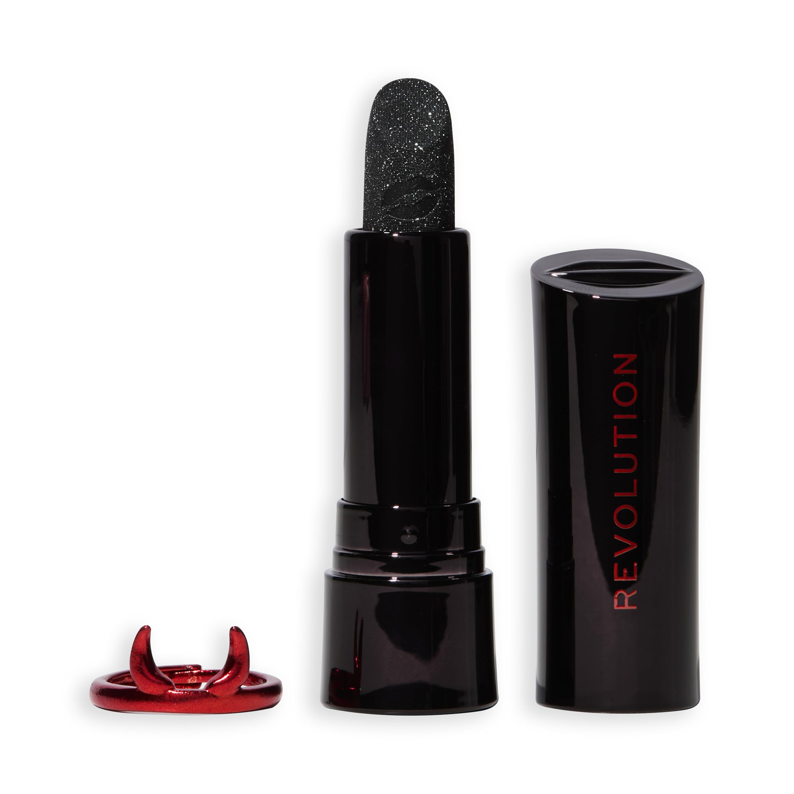 Revolution Beauty Truly Sinful Black Ring Lipstick, Halloween Lip Costume Makeup with Sparkling Glitter, Vegan & Cruelty-Free
