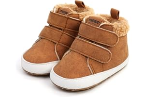 FAMI Baby Warm Booties Newborn Boy Girl Boots Cozy Fur Shoes Hook and loop Toddler Booties First Walker Winter Crib Boots