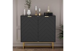 Scurrty 31.5" Black Sideboard Buffet Cabinet with Storage, Cabinet with Doors & Adjustable Shelf for Living Room & Kitchen