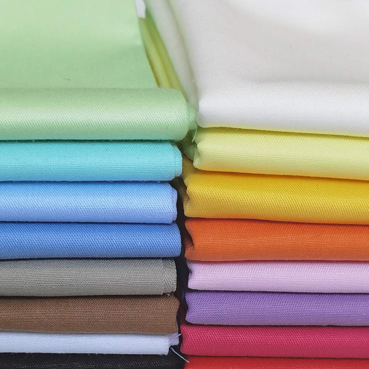 16pcs 18 x 22 inches Cotton Fabric Premium Solid Precut Fabric Pure Quilting Fat Quarter Bundles Patchwork for Sewing DIY Craft