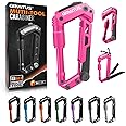 Multitool Carabiner with Pocket Knives, EDC Carabiners, Folding Serrated Knife, Can Bottle Opener, Rope Cutter, Screwdriver, Keychain Knife for Camping Hiking, Gifts for Women/Men (Pink)
