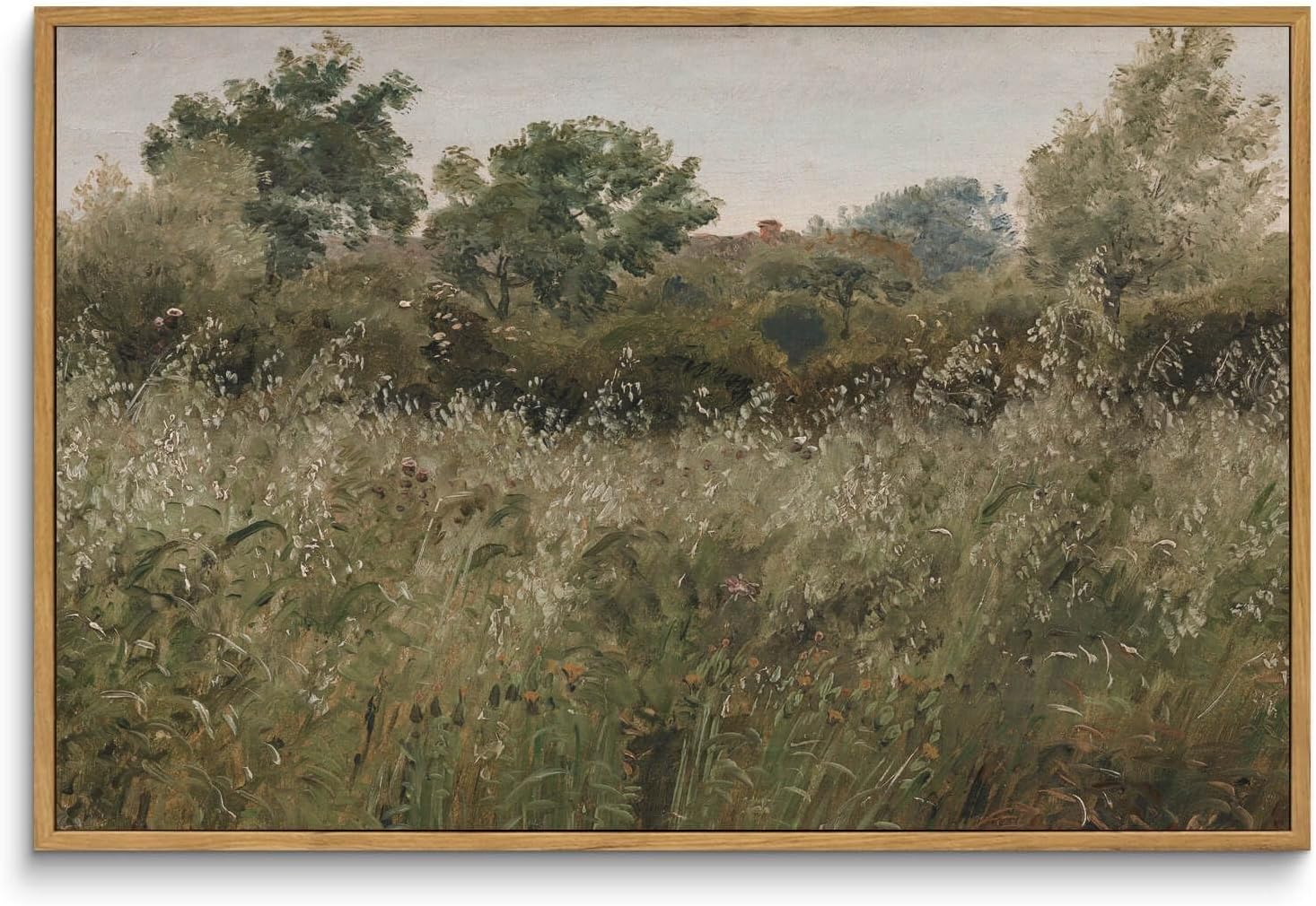 Wall Décor - WITCOLOR Framed Large Canvas Wall Art, 16×24in Vintage Wall Art Decor for Living Room Nature Landscape Botanical Wood Wall Art Prints Classical Scenery Painting for Bedroom Office Home Decoration