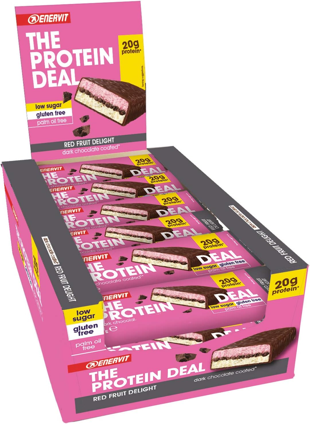 Enervit The Protein Deal Bar (Red Fruits Delight, Box of 25 Bars), 25 count (Pack of 1)