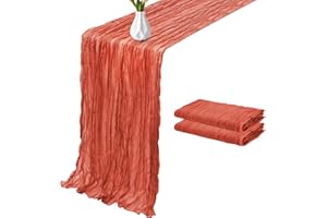 OGORI 2 Pack 10Ft Cheesecloth Table Runner 35x120 Inch Boho Gauze Rustic Sheer Terracotta Cheese Cloth Table Runner for Wedding Bridal Baby Shower Holiday Party Table Decoration