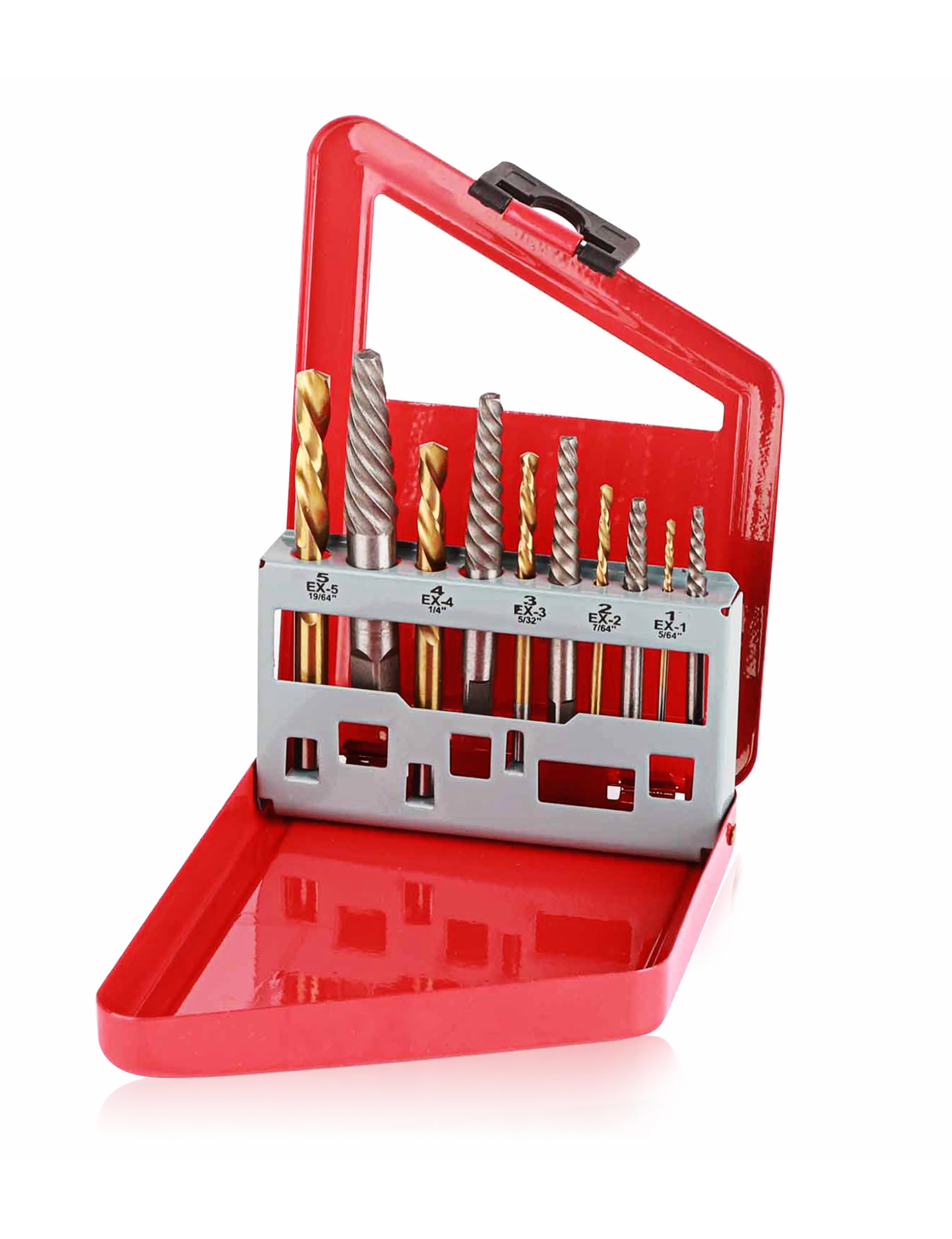 Yosoo Health Gear 10pcs Screw Extractor and Left Hand Drill Bit Set, Easy out Bolt Extractor Set, Left Handed Drill Bits, Broken Bolt Damaged Screw Remover Kit