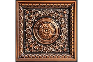 From Plain To Beautiful In Hours VC02 Rhine Valley PVC 2' x 2' Lay-in Ceiling Tile (Covers / 40 sq.ft), Antique Copper, 10 Pi